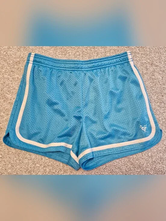 Justice Blue Athletic Mesh Shorts with White Trim