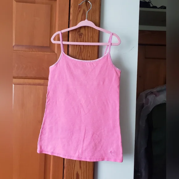 Justice Neon Pink Camisole Spagetti Strap Tank Top Built In Bra 10