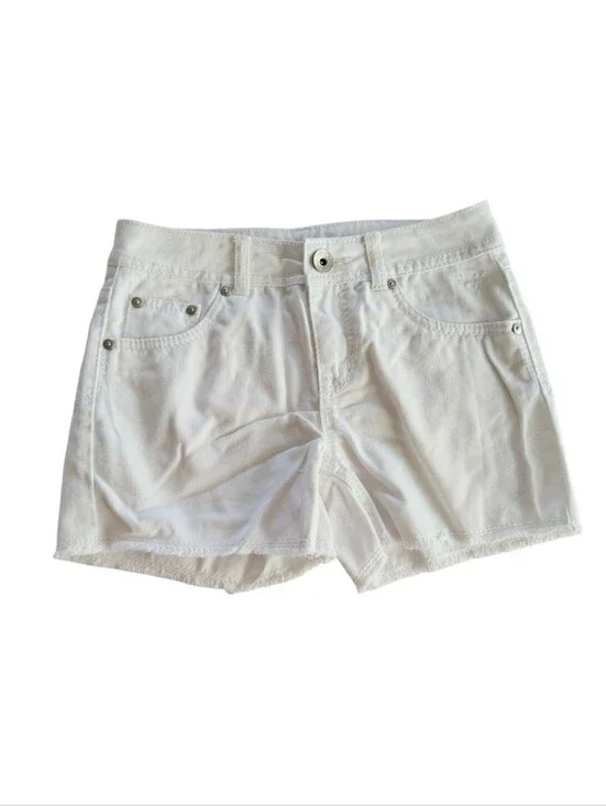Justice 100% Cotton White Denim Distressed Fringe Shorts Size 14 Slim Girls