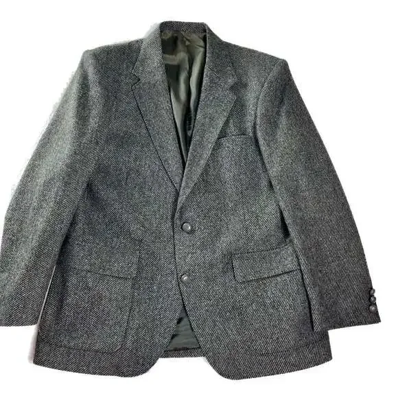 Farah WFT 100% Wool Tweed Blazer Gray‎ Herringbone Sport Coat Men's 42R