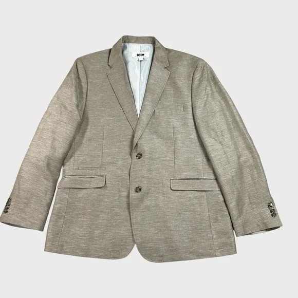 Joseph Abboud Linen Blend Sport Coat Blazer Mens 44 Beige Tan 2‎ Button Jacket