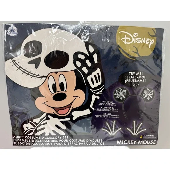 Disney Mickey Mouse Adult Skeleton Costume‎ Accessory Set Halloween Light Up