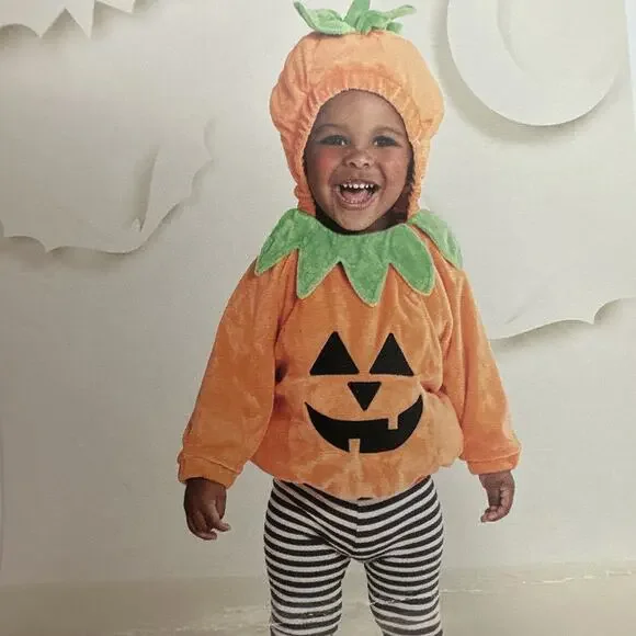 Hyde & Eek Soft Pullover Pumpkin Halloween Costume‎ Hood Infant Baby 6-12 Months