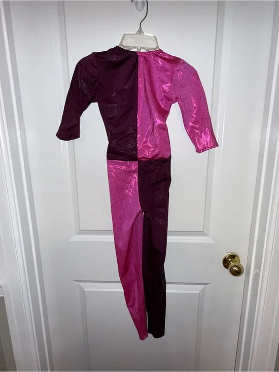 Girls Two-Tone Metallic Pink & Plum Leotard Kizzi Dancewear Size YL