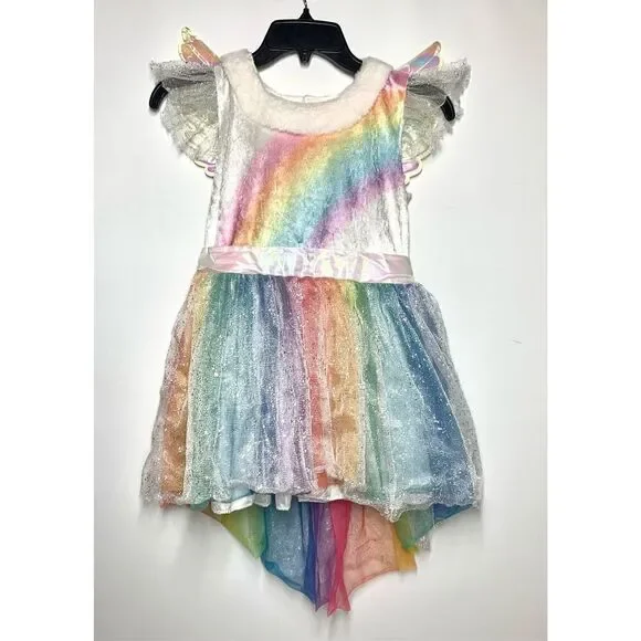 Rainbow Unicorn Kids 2pc Costume Hyde and Eek Dress Wings SMALL