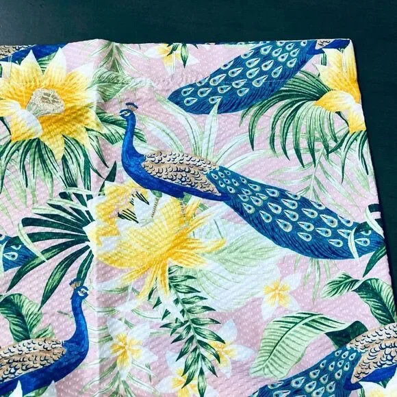 Peacock Pink Botanical Floral Fabric Water Resistant Shower Curtain