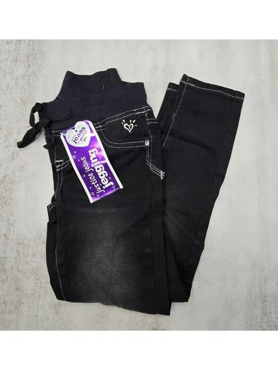 Justice Girls Black Simply Low Jegging Pants Drawstring Waist Size 7R NWT JJ4282