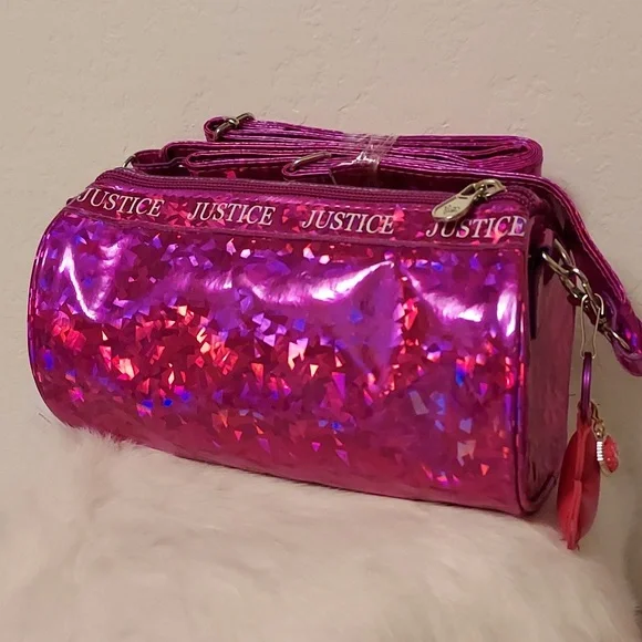 Girls Justice Crossbody Barrel Bag with Adjustable Strap & 2 Charms