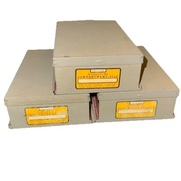 Vintage Kodak Kodaslide Compartment File Red Slide Storage Tip-Out 10 Metal Box