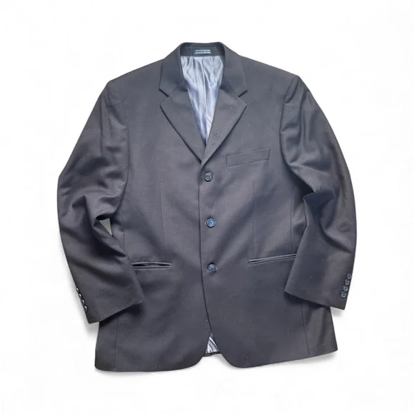 Men's Black J. Ferar 100% Wool Size 44‎ Blazer Suit Jacket