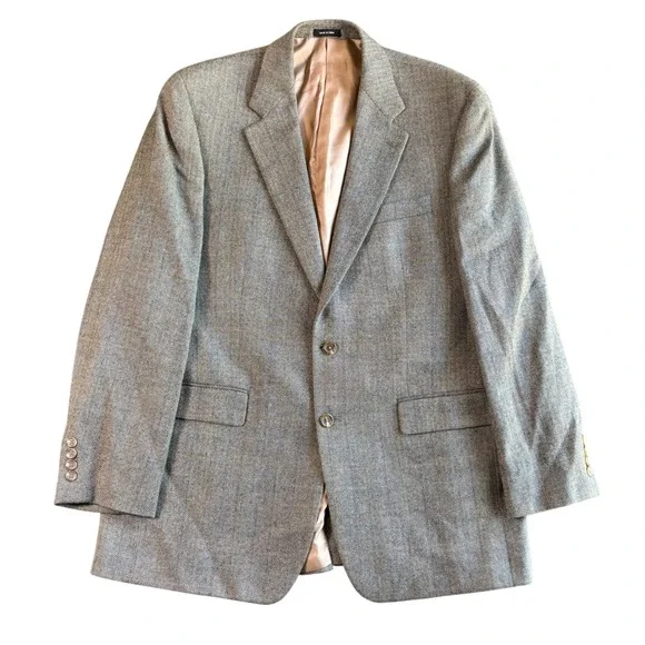 Lauren Ralph Lauren Mens 42L Gray Herringbone 100% Wool Blazer Sport Coat Jacket