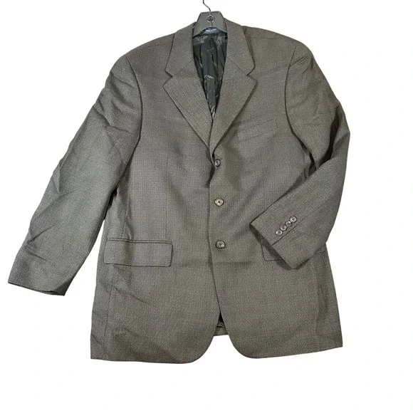 Ralph Lauren Mens 44T Pure New Wool Herringbone Blazer‎ Sport Coat Grey 3 Button