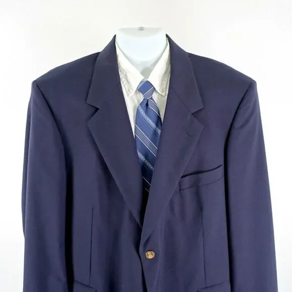 Savile Row Wool Blue 2 Gold Button Blazer 44R‎