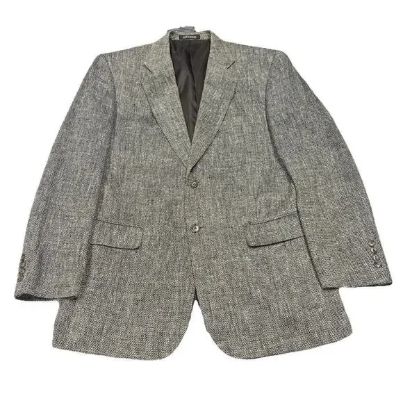 Vintage Towncraft Silk Tweed Blazer Sports Jacket Black Gray Size 40L Preppy