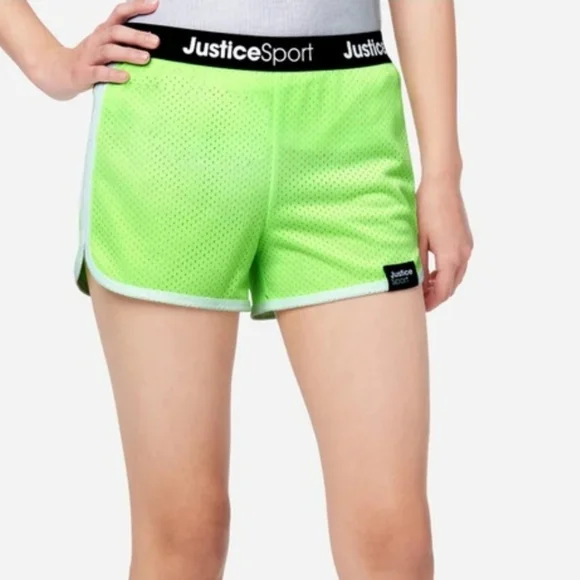 Justice Girls XS 4/5‎ Dolphin Mesh Activewear Shorts New Neon Green