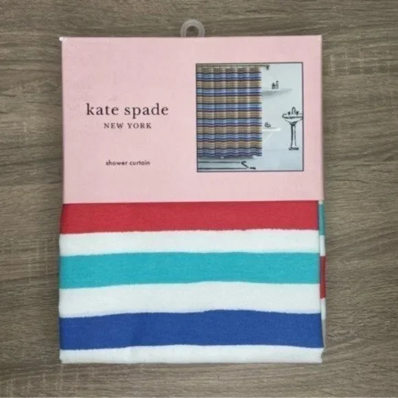 Kate Spade Painted Stripe Shower Curtain NEW