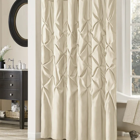 Madison Park Cream Elegant Pintuck Shower Curtain