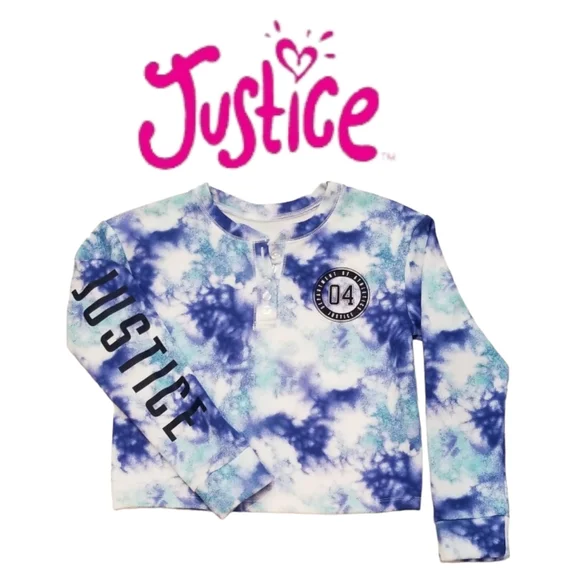 Justice Active Wear Purple & Blue Tie-dye Long Sleeve Sweatshirt 7 S/M