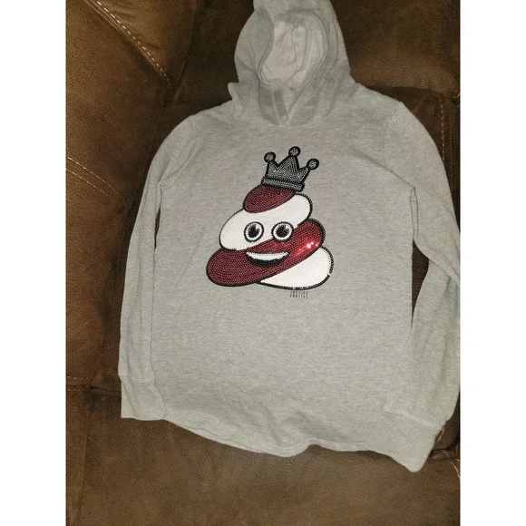 Justice holiday Christmas poop emoji sweatshirt hoodie‎ size 10 girls