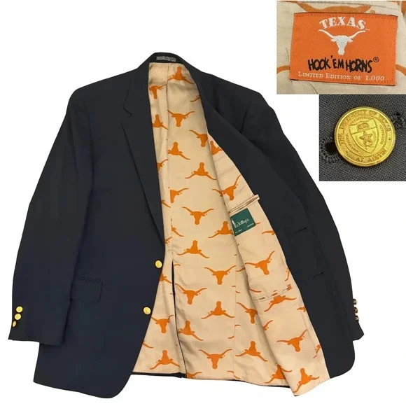 Wallys Austin UT University Texas Longhorns Blazer Limited Edition Mens 43L Navy