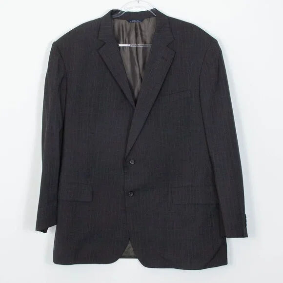 Brooks Brothers‎ Brooksease Dark Gray Pinstriped Suit Jacket Mens Size 50 Long