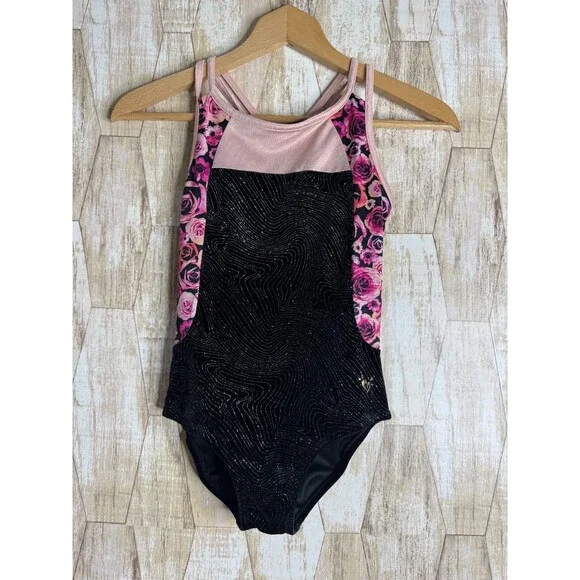 Justice Girls Size 10 Dance Gymnastics Leotard‎ Jumpsuit Velvet STRETCH
