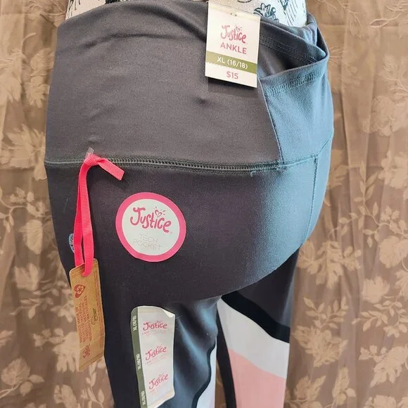 Justice Girls Tech Pocket Ankle Leggings, Size XL(16/18), New with Tags!