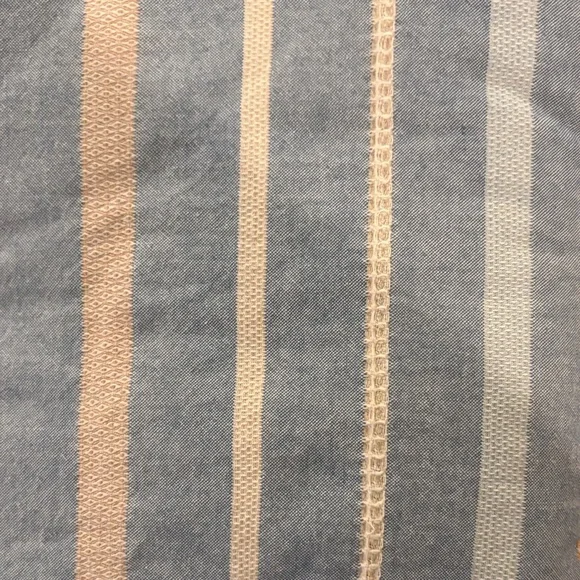 Set of two threshold 100% cotton, waffle Striped Blue and Beige shower curtain