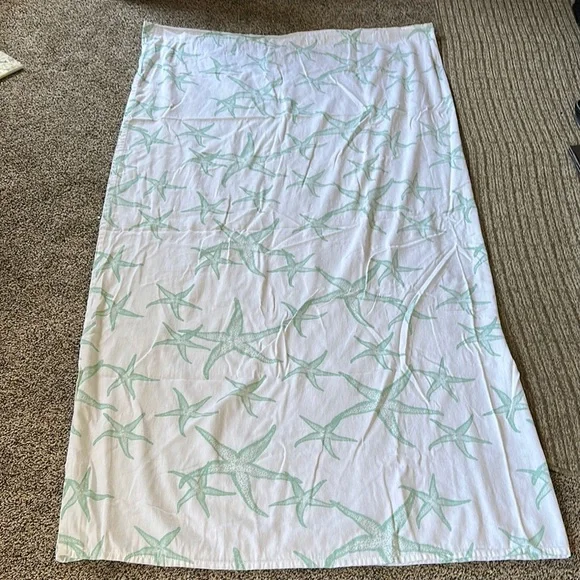 White and Green Starfish Shower Curtain