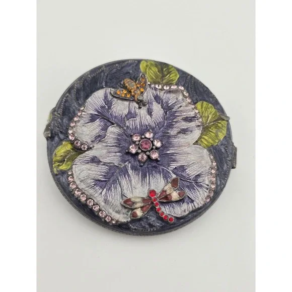 Vintage Pewter Dragonfly Compact Mirror