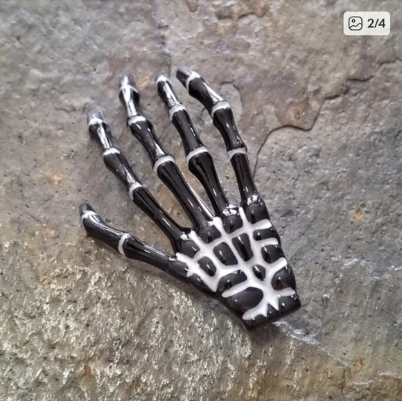 Black & White Skeleton Hand Hair Clip
