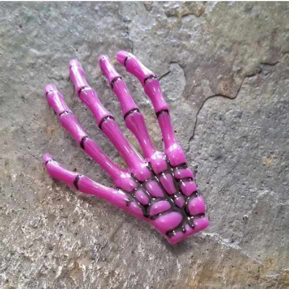 Pink Skeleton Hand Hair Clip