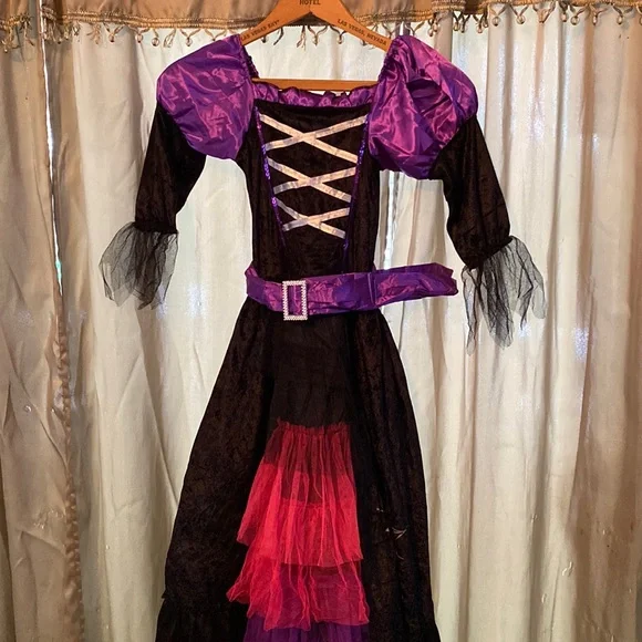 NEW Girls 12 2 piece witch costume dress/hat
