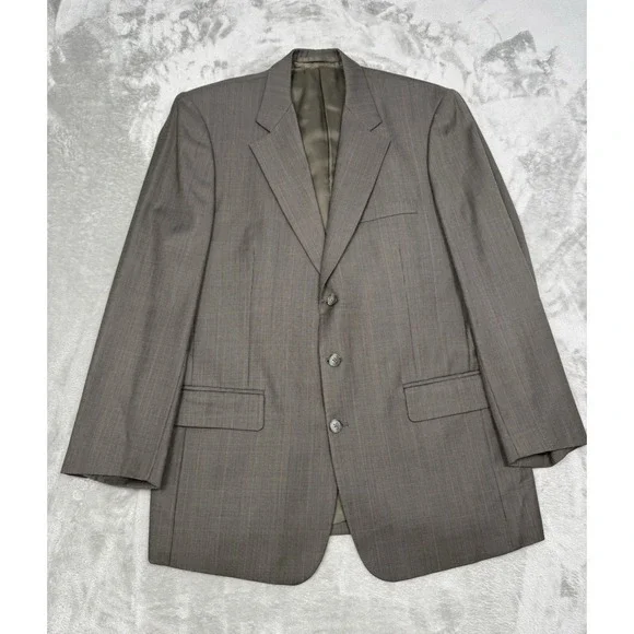 Vintage 80s Hugo Boss Sport Coat Mens 42R Brown Wool Blazer Jacket Plaid Retro