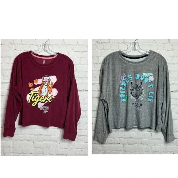 TWO Justice Stranger Things Long Sleeve PJ Tops