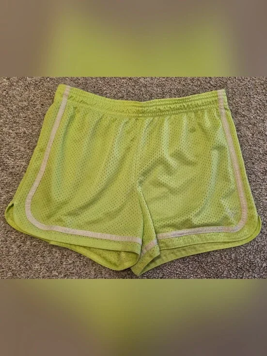 Justice Neon Lime Mesh Athletic Shorts with White Trim