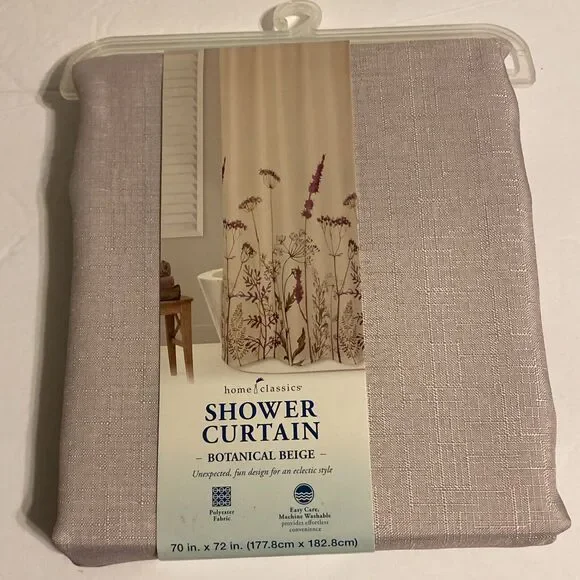 New Home Classics Botanical Beige Shower Curtain 70 x 72 Fabric Kohls Polyester