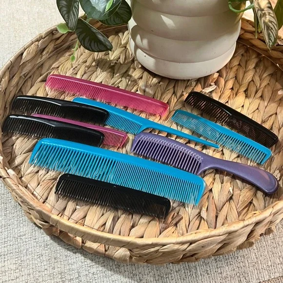 Vintage Hair‎ Combs Lot of 11 Colorful Assorted Styling Teeth Comb Bundle