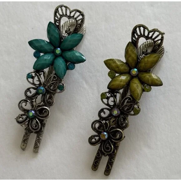 Vintage Flower Hair Clip Clamp Filigree Hair Decor 3
