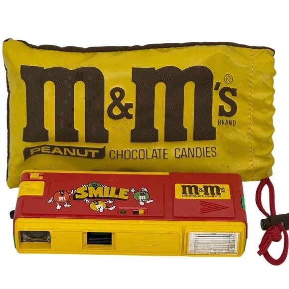 VTG M&Ms Camera Le Clic 110 Film Red Yellow Smile Characters Peanut Pouch Case