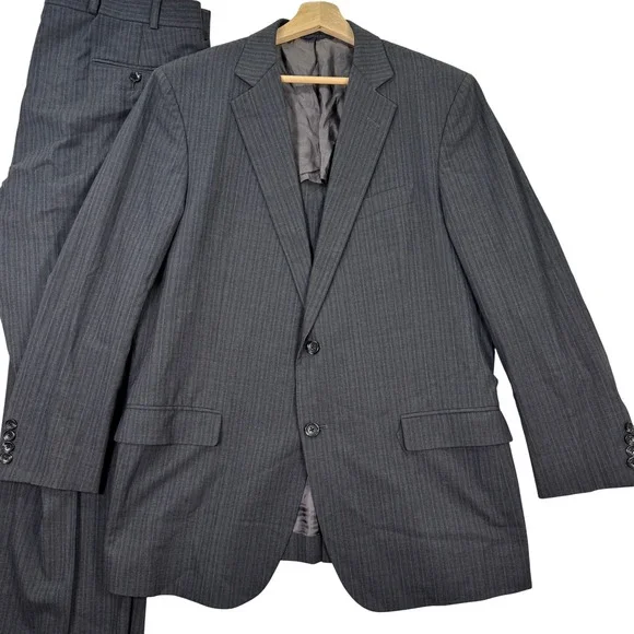 Brooks Brothers Fitzgerald BrooksCool Men 43R Slim Fit Grey Pinstripe Suit 38x29