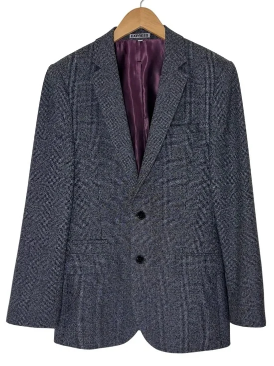 Express Photographer Blazer Plaid Fitted 36R‎