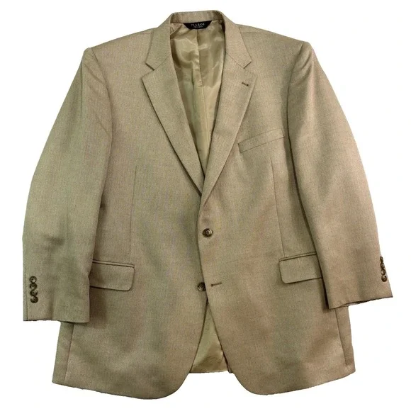 Jos A Bank 50R tan herringbone‎ silk camel hair blazer jacket sport suit coat