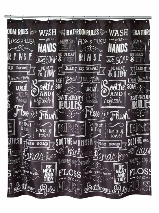 SHOWER CURTAIN & HOOKS SET