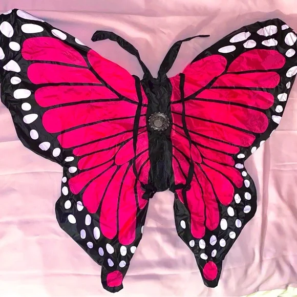 Butterfly Wings Costume w/ Batteries Pink Halloween Straps Easy Quick Inflatable