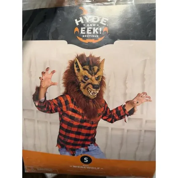 Kids Werewolf Costume Shirt & Mask Halloween  Sz S Sz 7/8 NWT