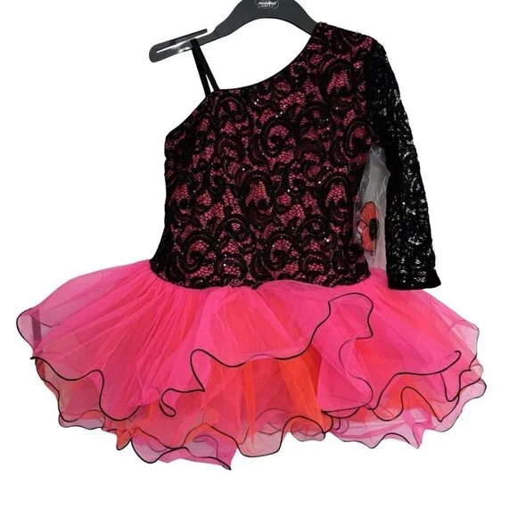 REVOLUTION Dance‎ Costume Dress Leotard Tutu Girls XXLC Black Pink Ballet Tap