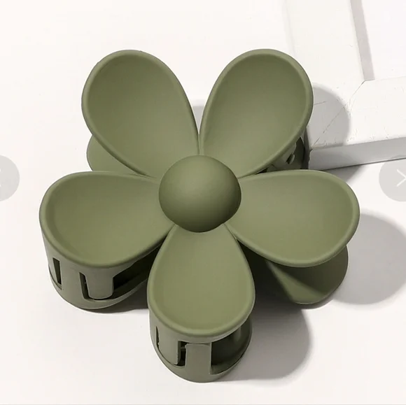 Olive Green Flower Hair Clip