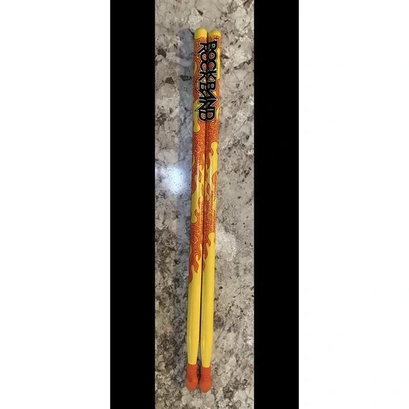 RockBand Yellow Wooden Drum Sticks OEM RARE Xbox 360 Playstation 3 Nintendo