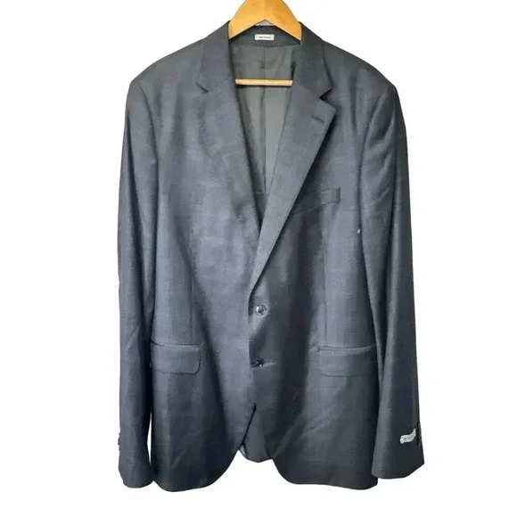 New Peter Millar Mens Custom Suit Sports Coat Jacket 100% Wool Blue‎ Gray Plaid
